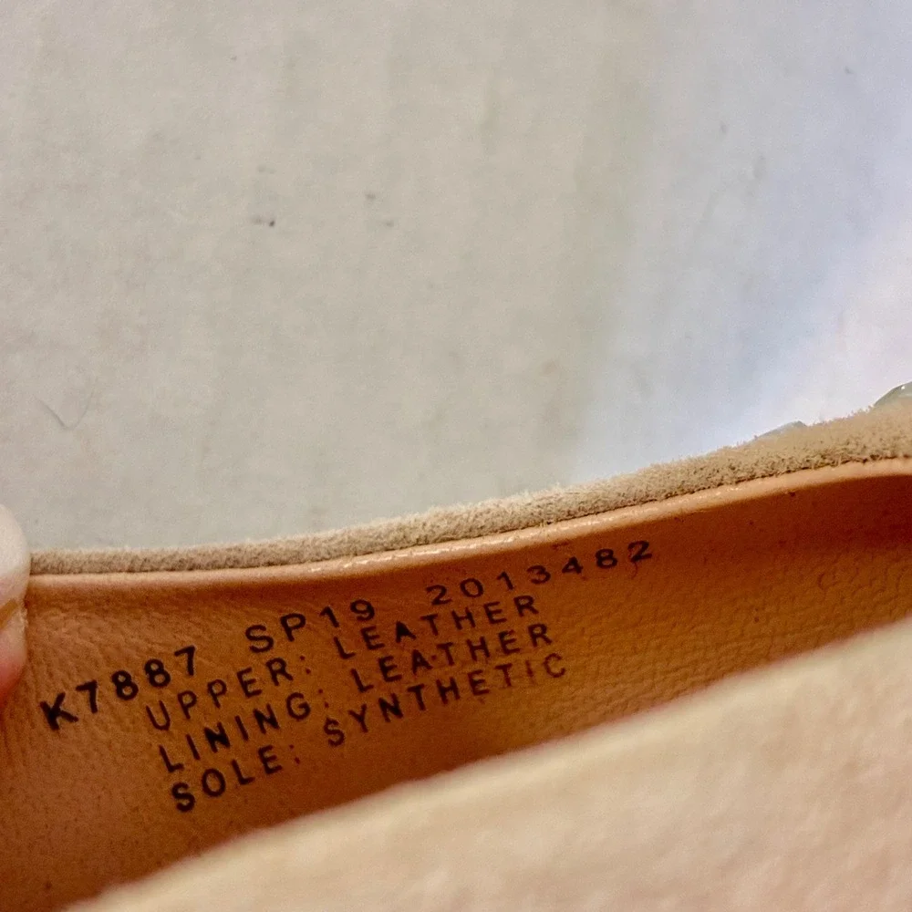 J.Crew K7887 Beige Nude Suede 7.5 Crystal Stud Leather Heels D'Orsay Pumps Italy